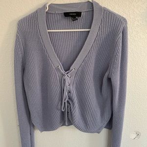 Baby blue long sleeve, with tie up front!